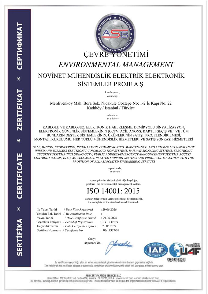 ISO 14001:2015 Çevre Yönetim Sistemi