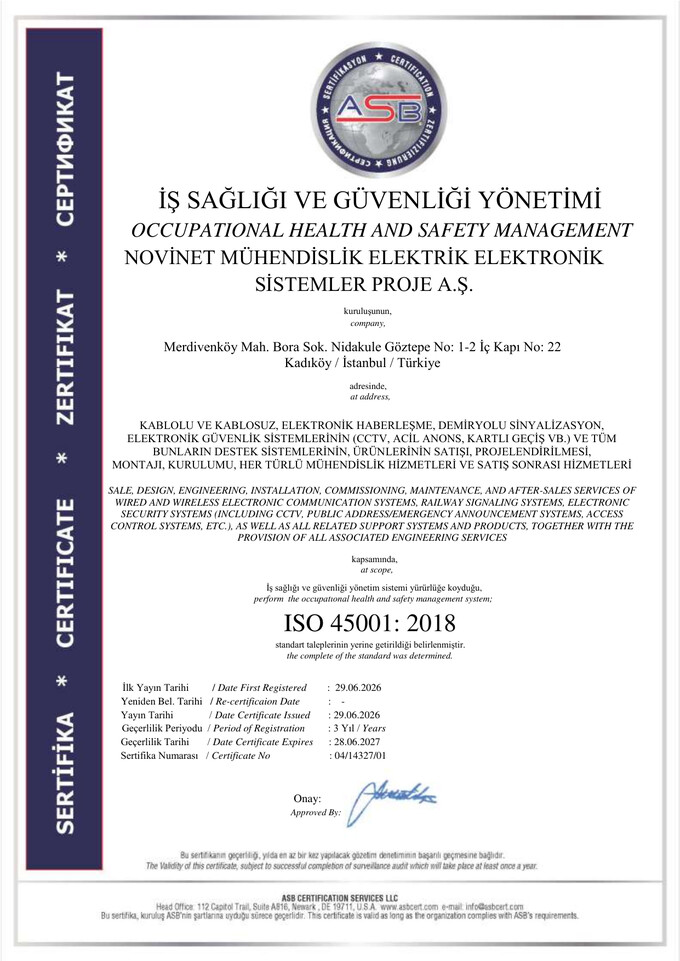 ISO 45001:2018 İş Sağlığı ve Güvenliği Yönetim Sistemi