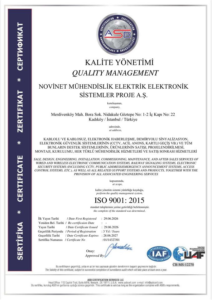 ISO 9001:2015 Kalite Yönetim Sistemi