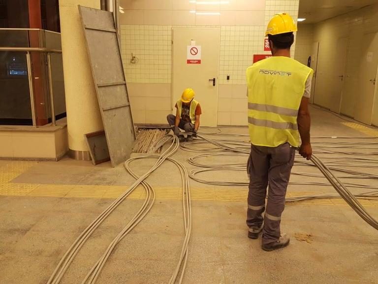 İstasyon içi kablo çekim çalışması